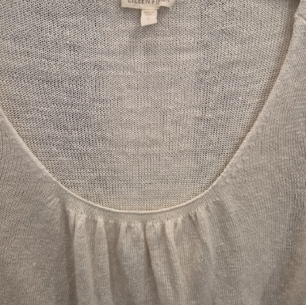 Eileen Fisher Lightweight Scoop Neck Sweater - Ivory - Picture 3 of 7